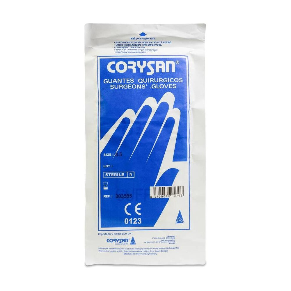 Corysan Guantes De Látex Estériles Con Polvo Talla 8.5, 2 Uds