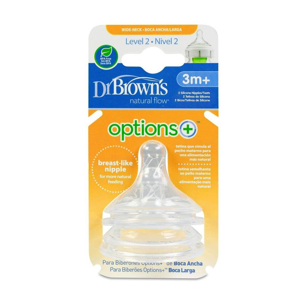 Dr. Brown'S Options+ Tetina Boca Ancha Nivel 2, 2 Uds