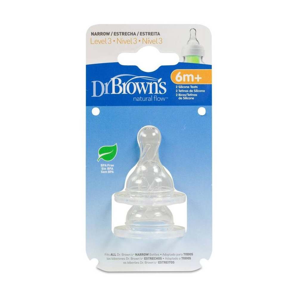 Dr Brown 'S Tetina Silicona Natural Estandar +6Meses N3 2Uds