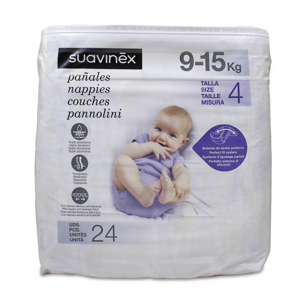 Suavinex Pañales 9-15 Kg Talla 4, 24 Uds