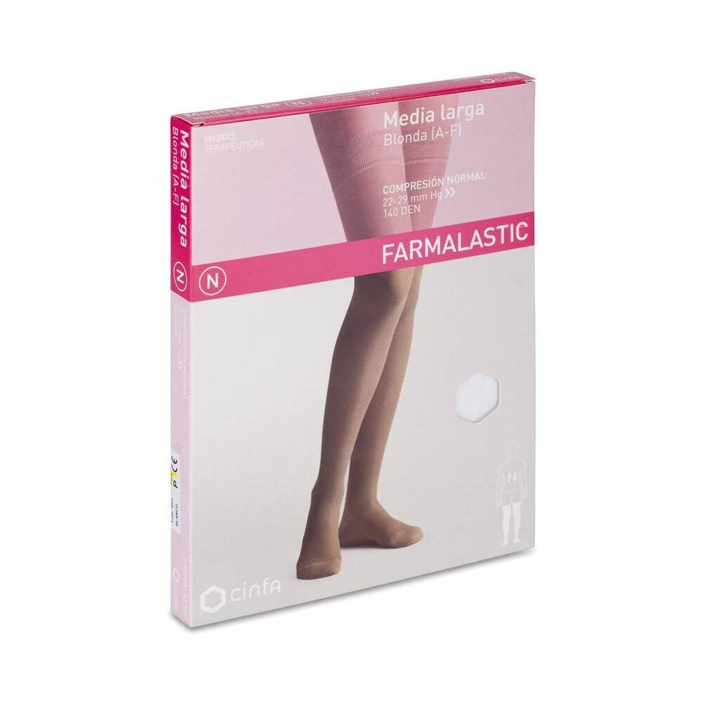 Farmalastic Media Larga Blonda (A-F) Comp. Normal T. Pequeña Color Blanco 1 Par