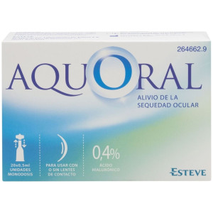 Aquoral Gotas Oftálmicas Lubricantes Estéril Ácido Hialurónico 0,4%, 20 Uds