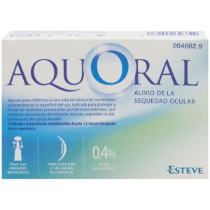 Aquoral Gotas Oftálmicas Lubricantes Estéril Ácido Hialurónico 0,4%, 20 Uds