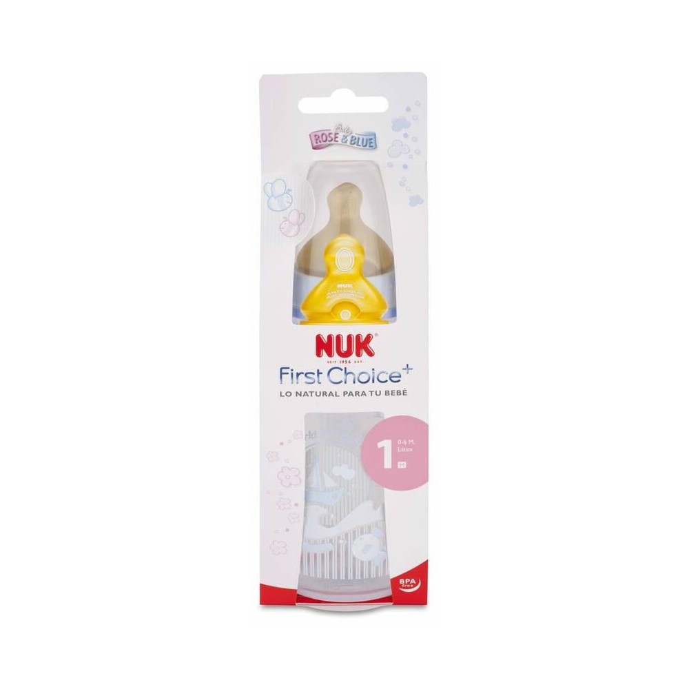 Nuk First Choice Rose Y Blue Biberón Pc Látex 300 Ml 0-6 M Azul, 1 Ud