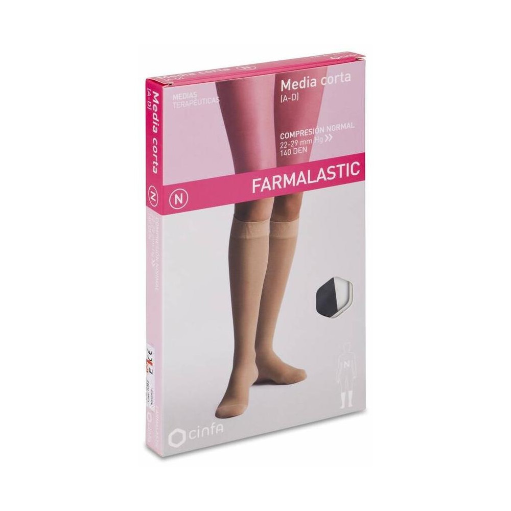Farmalastic Media Corta De Compresión Normal Negra Talla Extra Grande, 1 Par