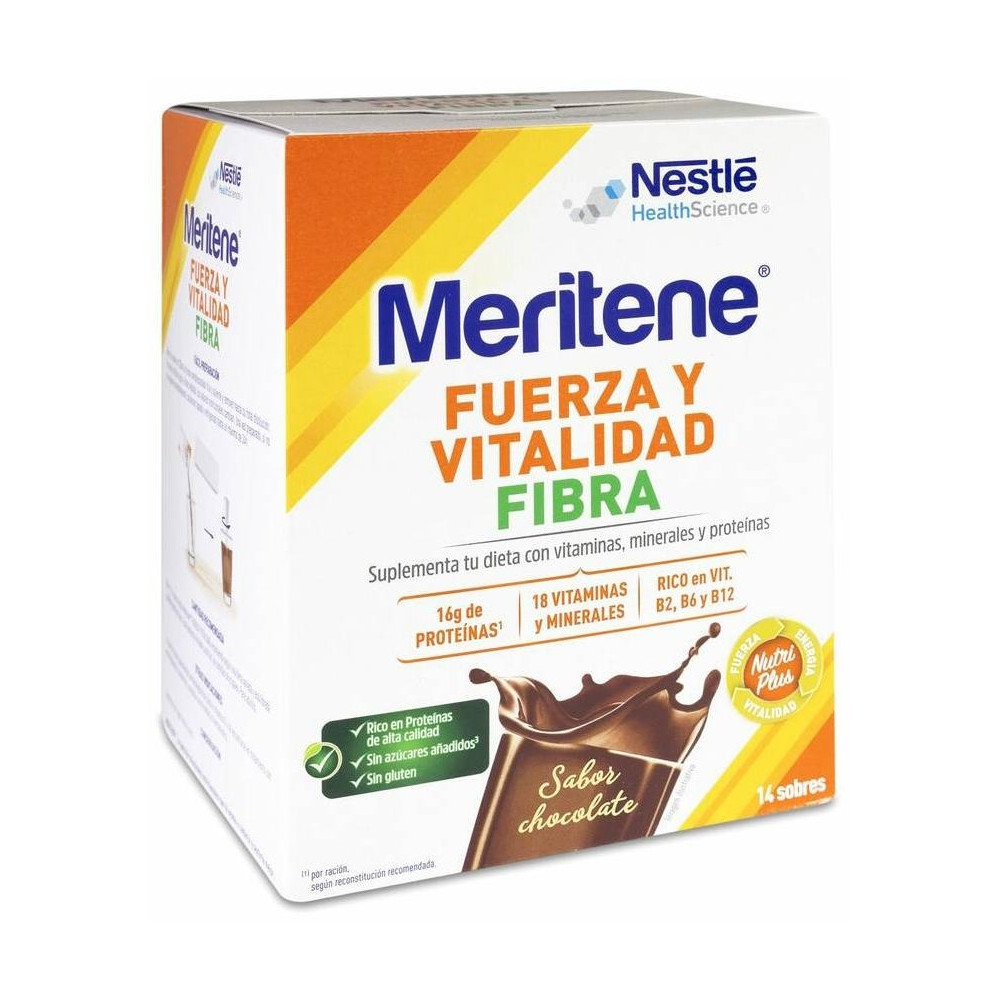 Meritene Fuerza Y Vitalidad Fibra Sabor Chocolate Batidos 14Uds