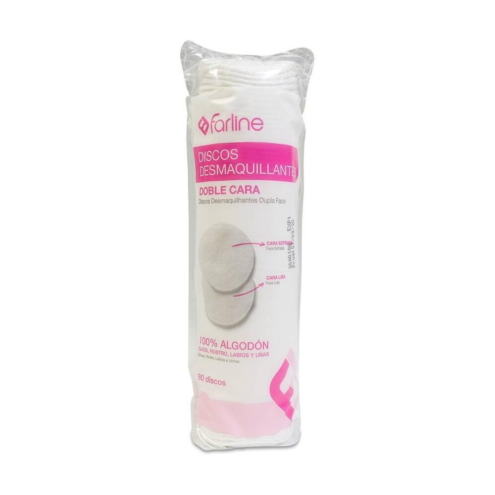 Farline Discos Desmaquillantes Algodón, 80 Uds