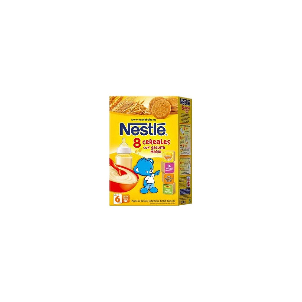 Nestlé Papilla 8 Cereales Galleta María, 600 G