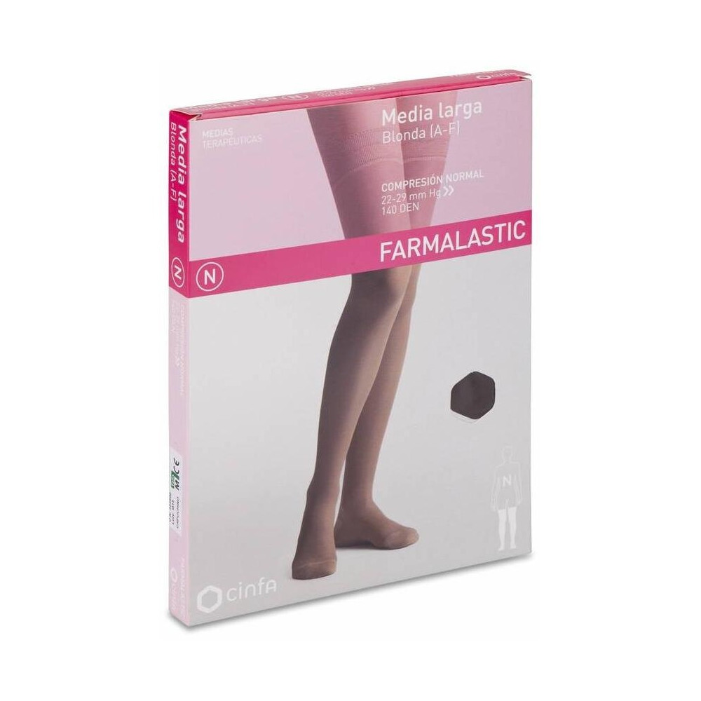 Farmalastic Media Larga Blonda (A-F) Compresión Normal T-Mediana Capuchino 1 Par