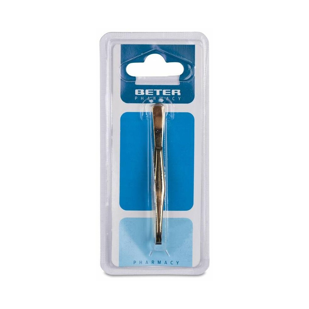 Beter Pinzas De Depilar Con Punta Recta Dorada 7_5Cm