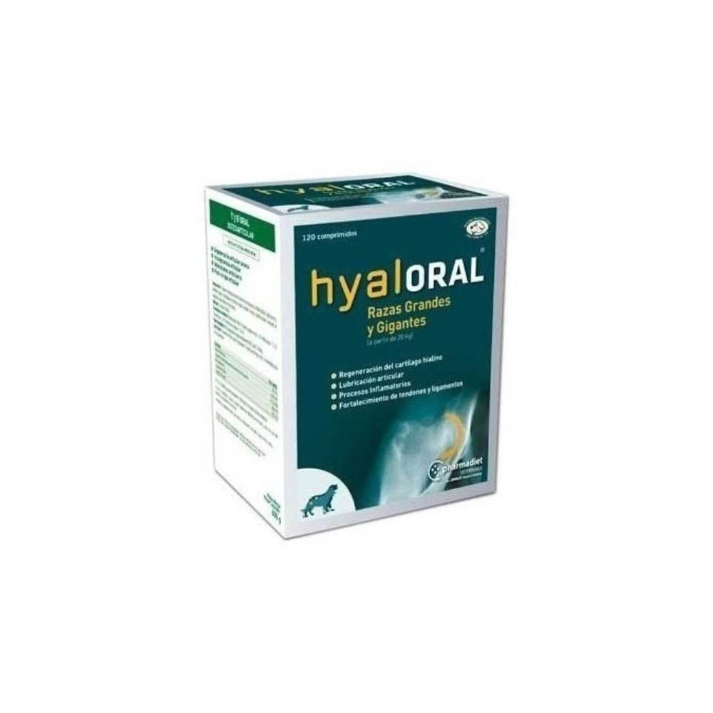 Pharmadiet Hyaloral Razas Grandes Y Gigantes + 20 Kg, 120 Comprimidos