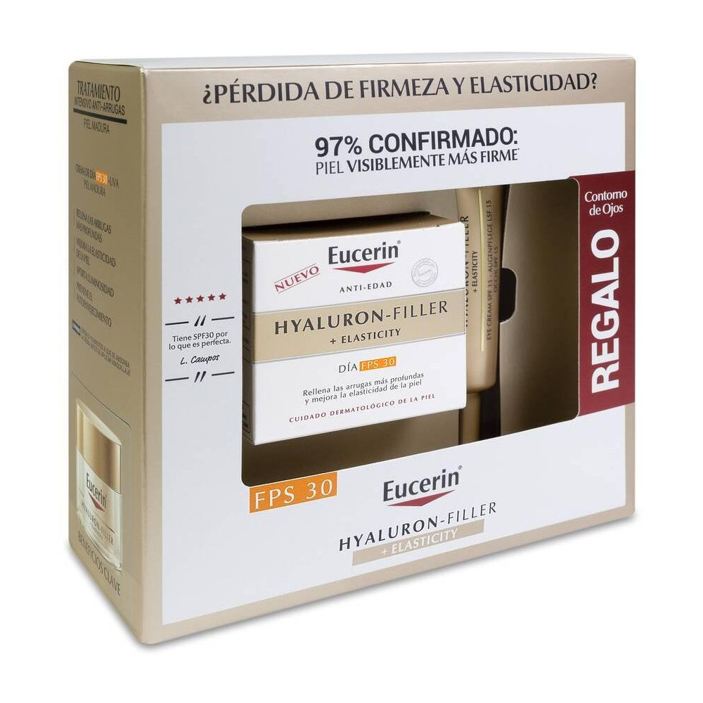 Pack Eucerin Hyaluron-Filler Elasticity Crema Día Fps 30 + Contorno De Ojos, 50 Ml + 15 Ml