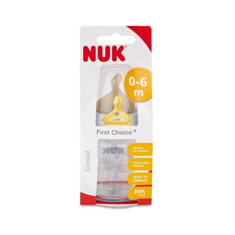 Nuk Biberón Tetina Látex Boca Ancha Cristal Talla 1 125Ml