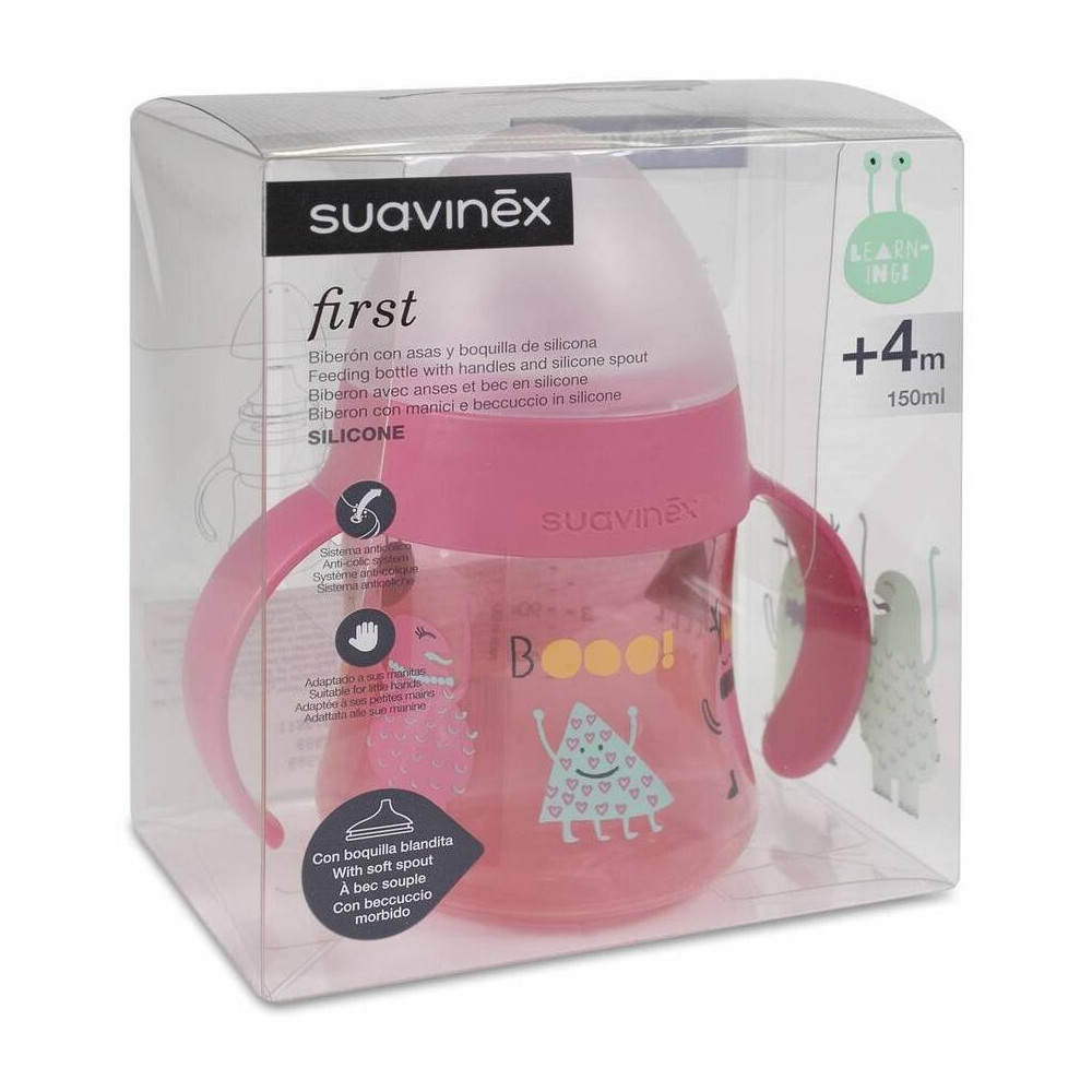 Suavinex Biberón Con Asas Y Boquilla Antiderrame De Silicona, 1 Ud