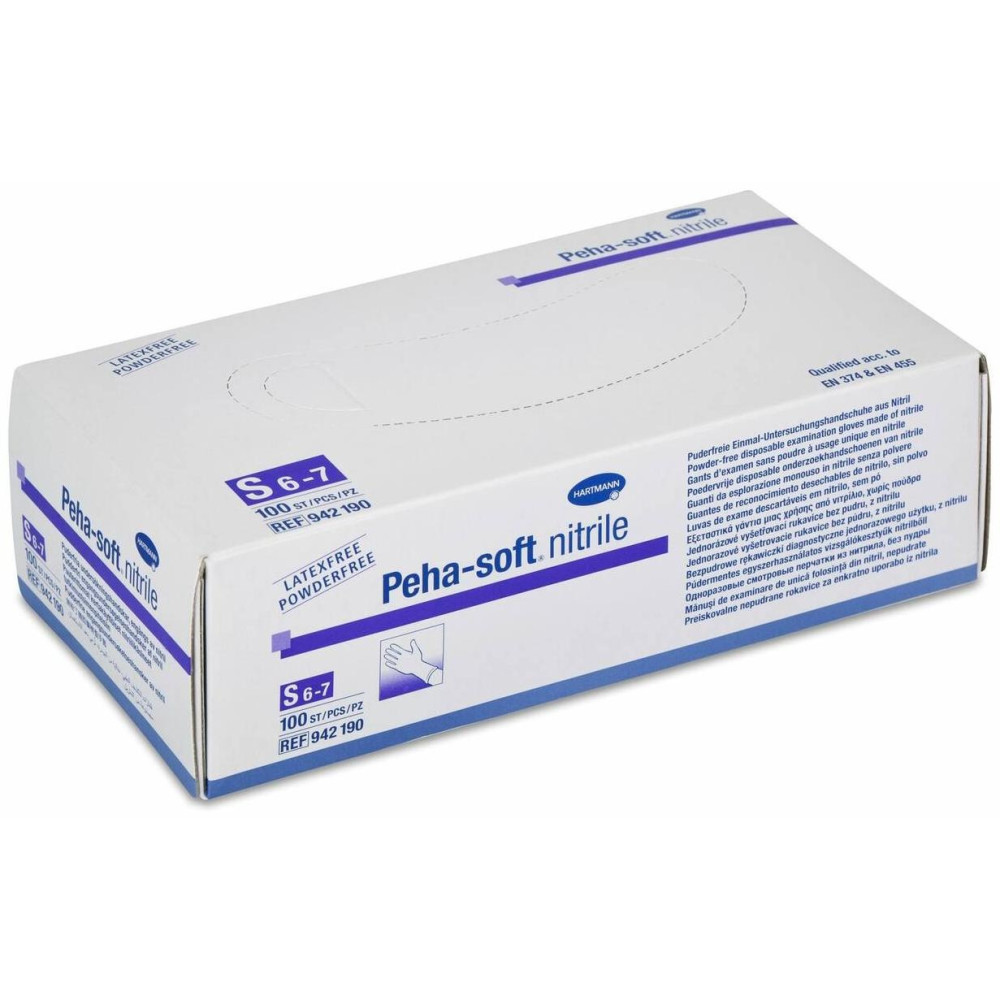 Peha-Soft Guantes Desechables De Nitrilo Talla S, 100 Uds