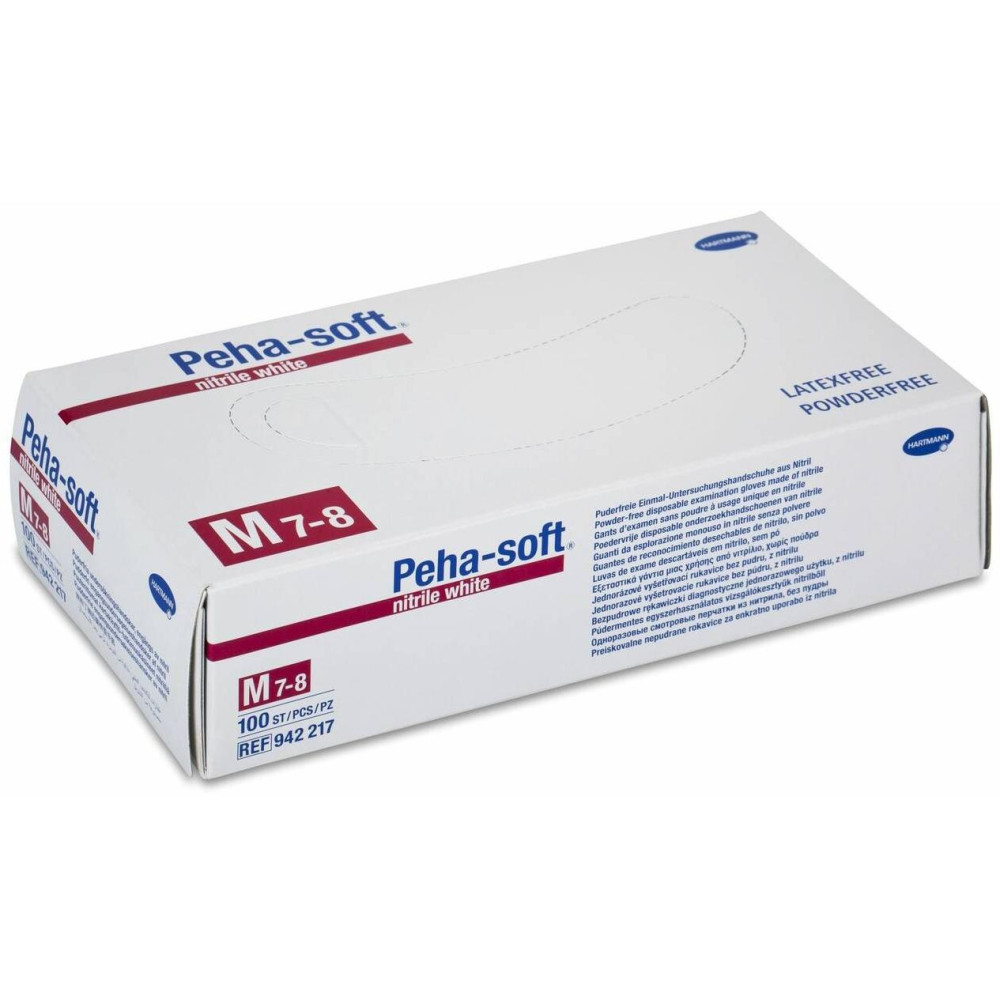Peha-Soft Guantes Desechables De Nitrilo Blancos Talla M 100Uds