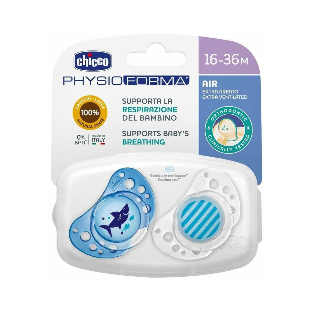 Chicco® Chupete Physio Air Azul Caucho 12 Meses + 2Uds