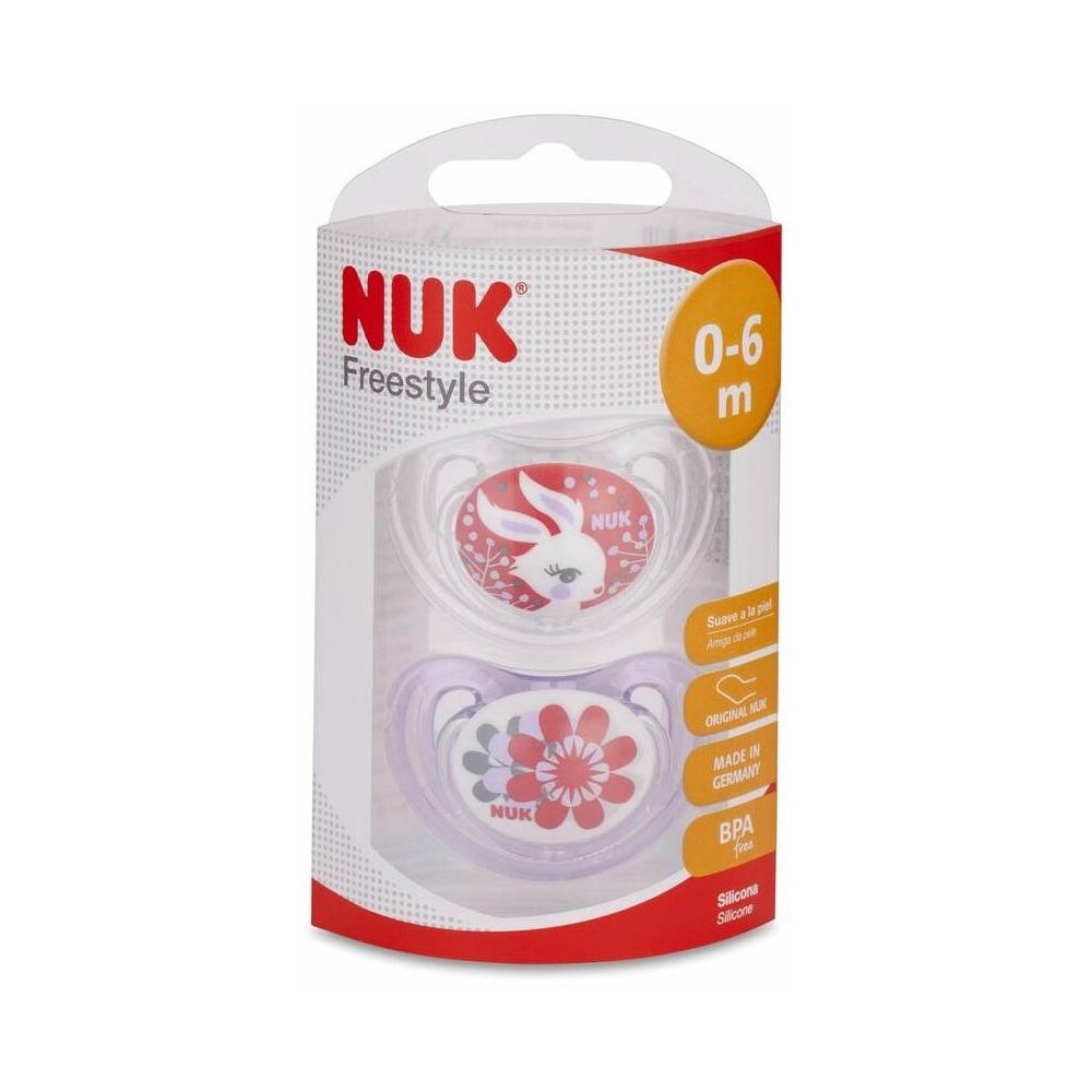 Nuk Chupete Freestyle Silicona 0-6 Meses, 2 Unidades