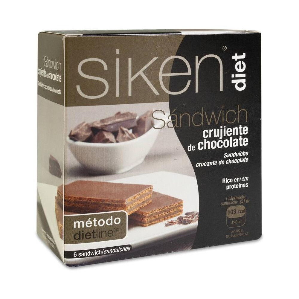 Siken Diet Sandwich Crujiente Chocolate, 6 Uds