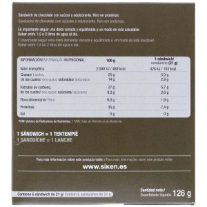 Siken Diet Sandwich Crujiente Chocolate, 6 Uds