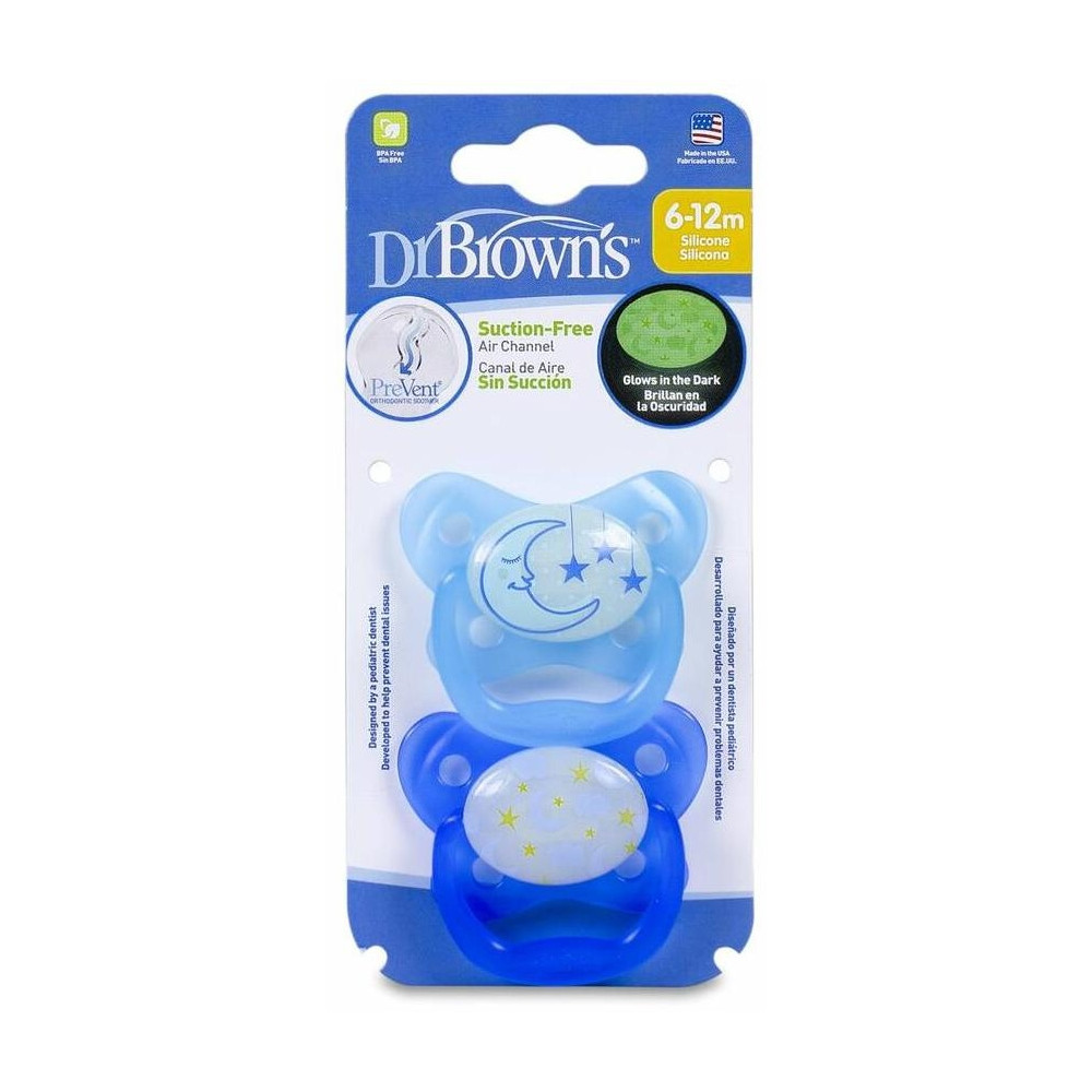 Dr. Brown'S Prevent Chupete Nocturno 6-12 Meses, 2 Unidades