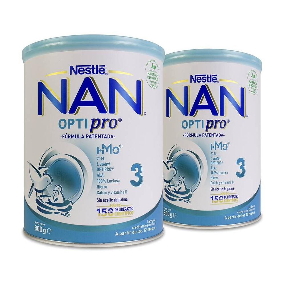 Duplo Nestlé Nan Optipro 3 Leche Crecimiento, 800 G + 800 G 2