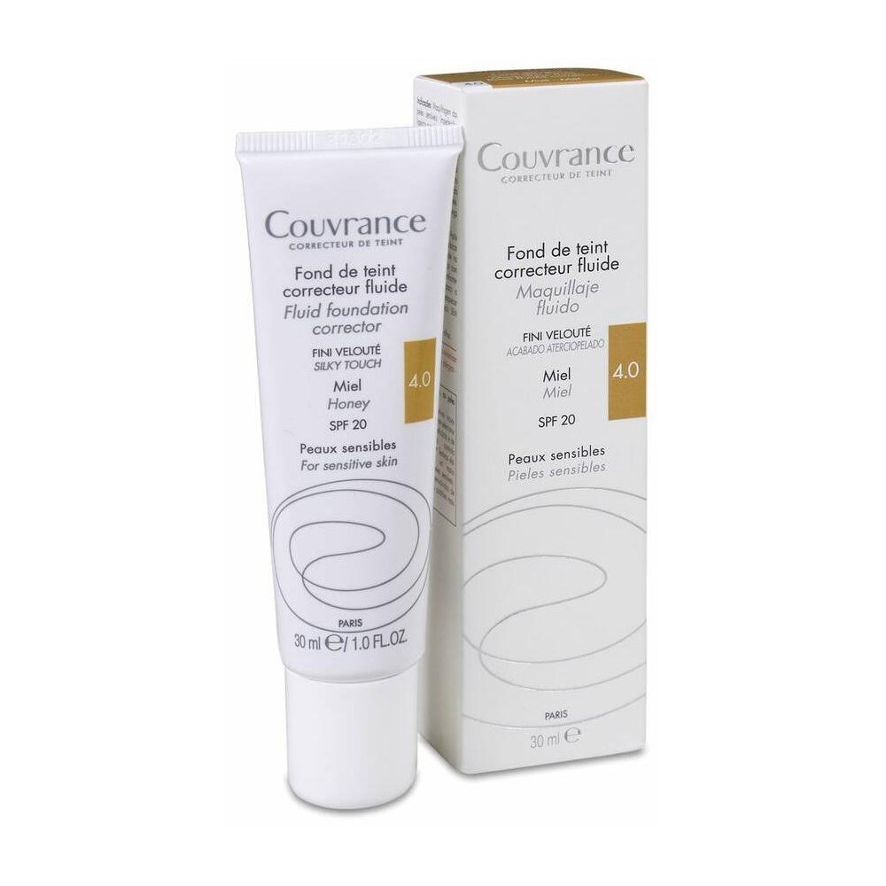 Avène Couvrance Maquillaje Fluido Acabado Seda Spf 20 Tono Miel, 30 Ml