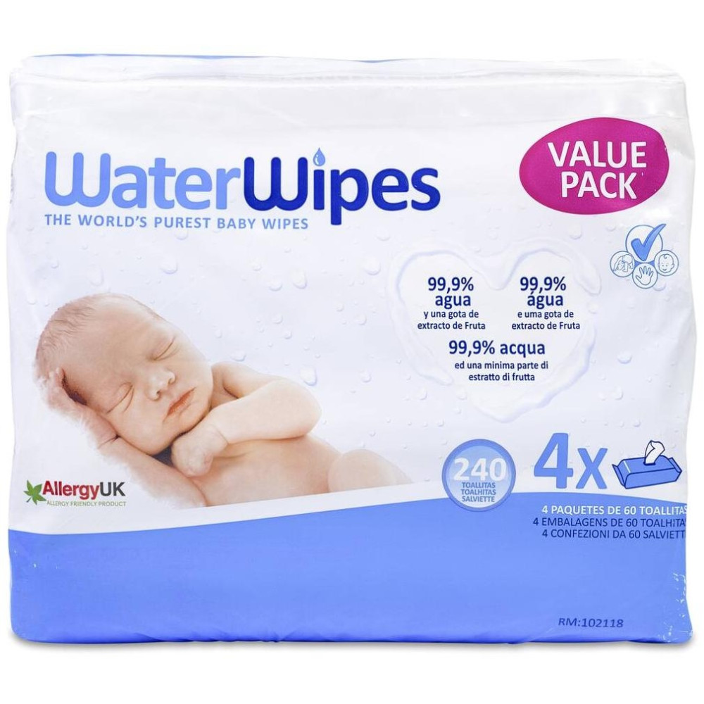Pack Waterwipes, 4 X 60 Toallitas