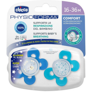 Chicco Physio Comfort Chupete De Silicona De 16-36 Meses Tonos Azules, 2 Unidades