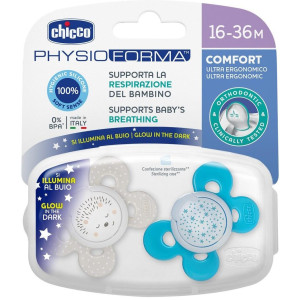Chicco Physio Comfort Chupete De Silicona De 16-36 Meses Tonos Azules, 2 Unidades
