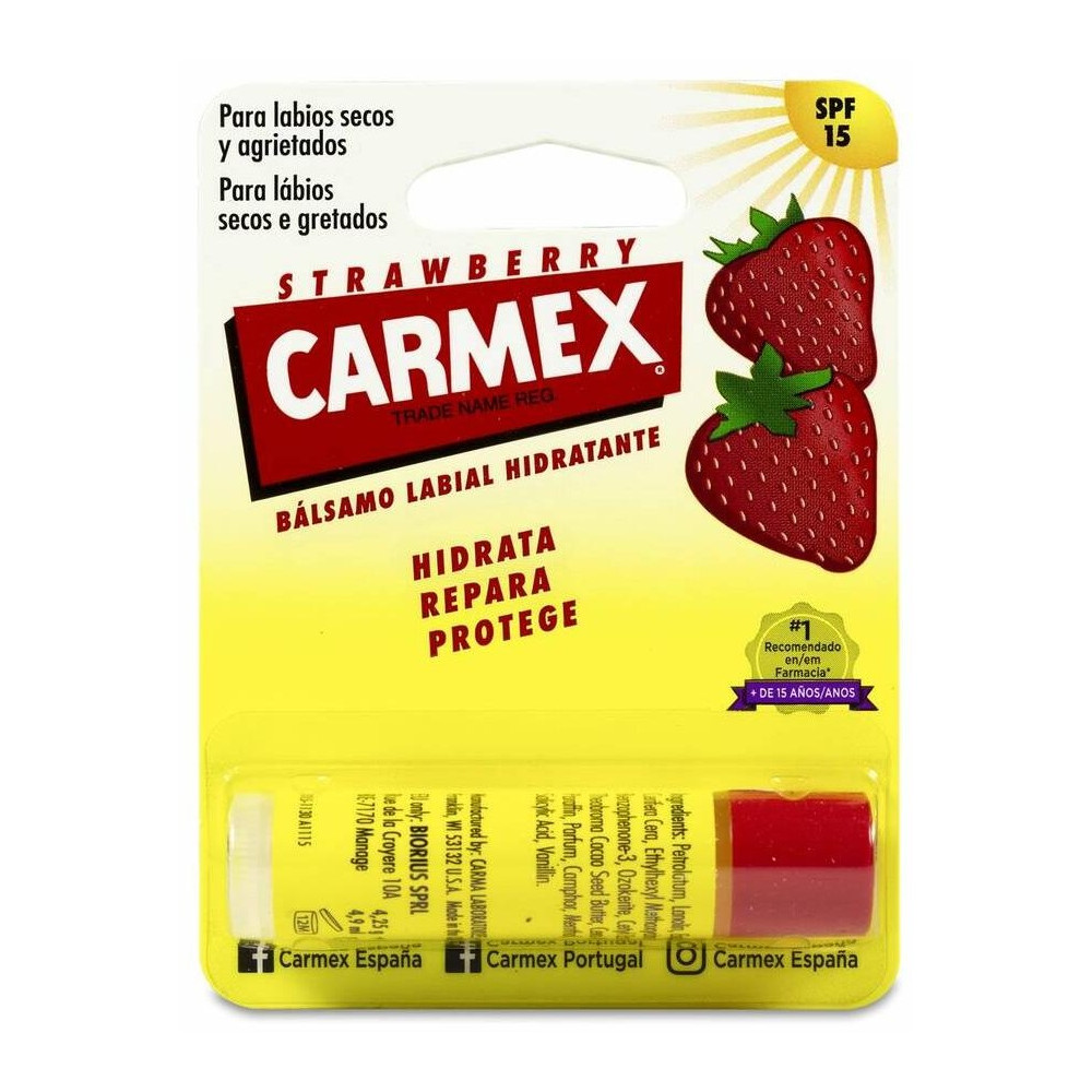 Carmex Strawberry Bálsamo Labial Hidratante Spf 15, 4,25 G