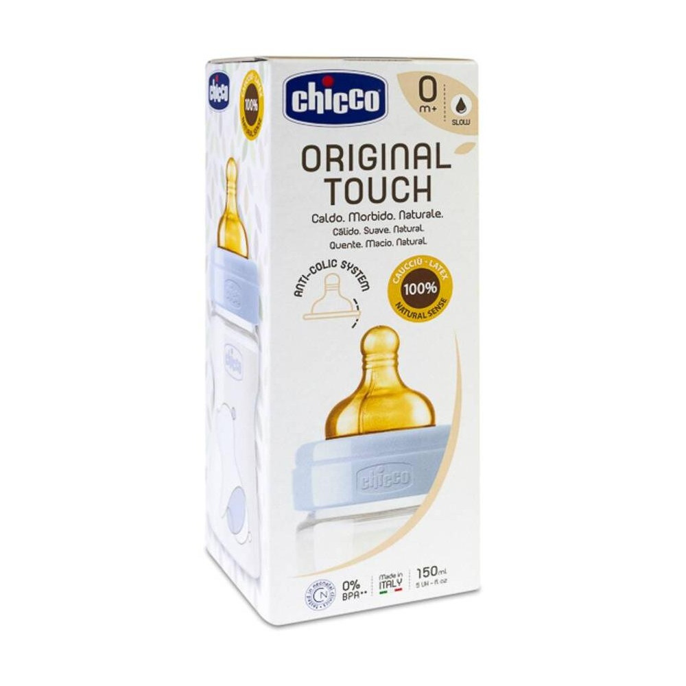 Chicco Biberón Original Touch Látex 0M+ Azul, 1 Unidad