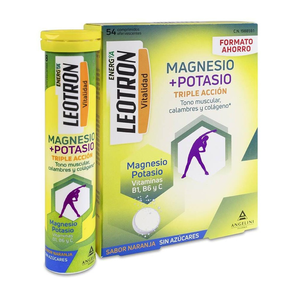 Energía Magnesio + Potasio Triple Acción Comprimidos Efervescentes Naranja 54 U