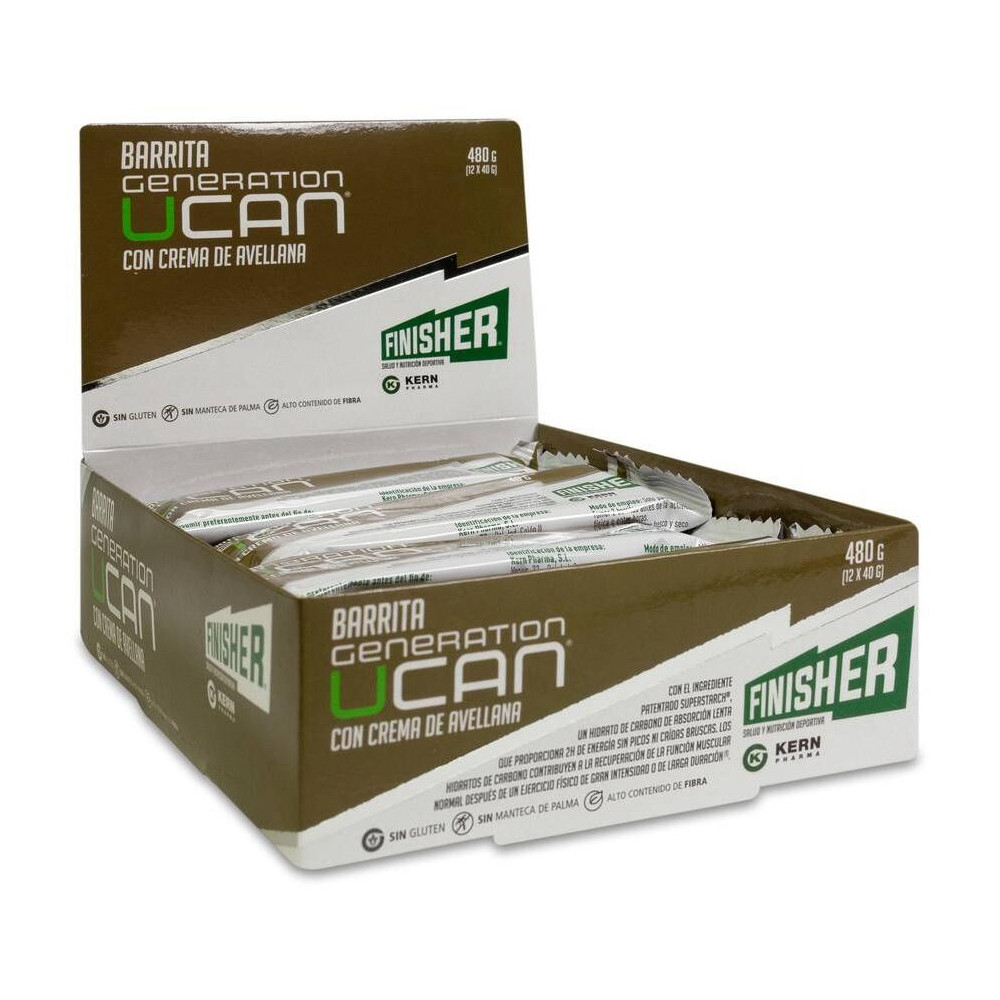 Finisher Bar Ucan Crema Avellana 40 G, 12 Unidades