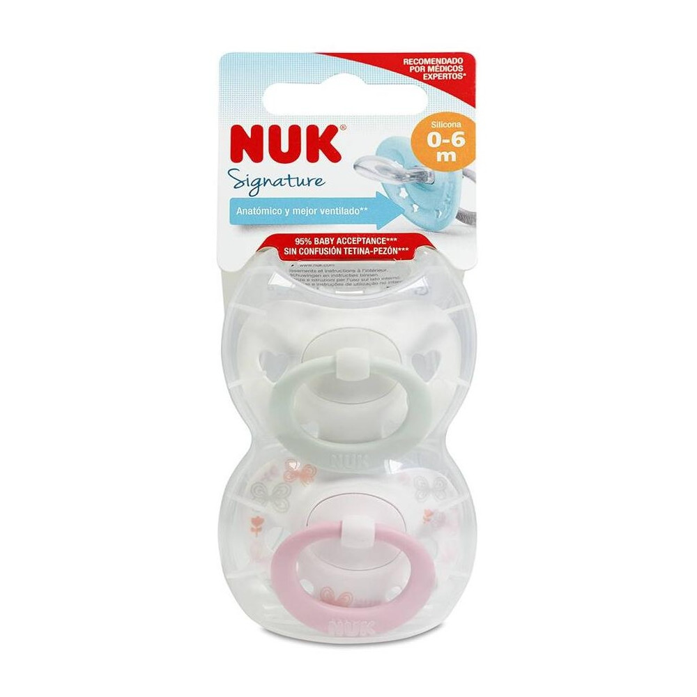 Nuk Chupete Día Silicona 0-6 Meses, 2 Unidades