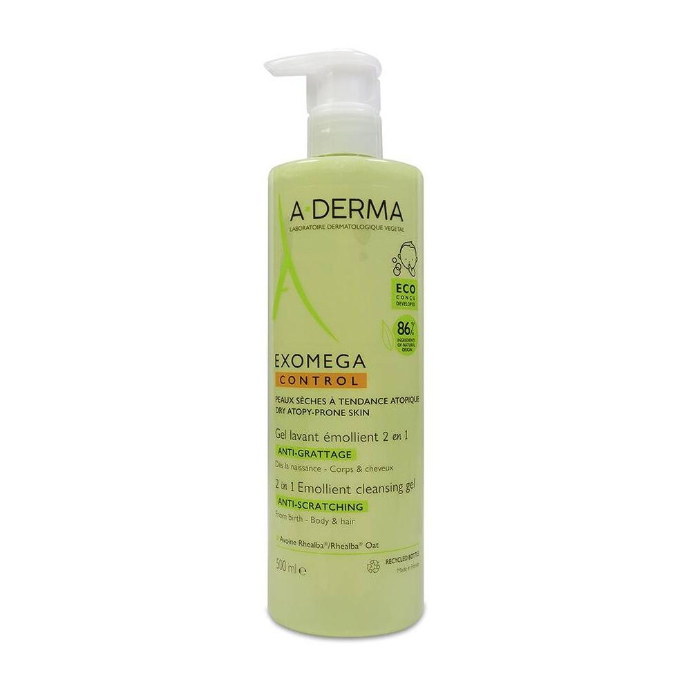 Aderma Exomega Control Gel Limpiador Emoliente, 500 Ml