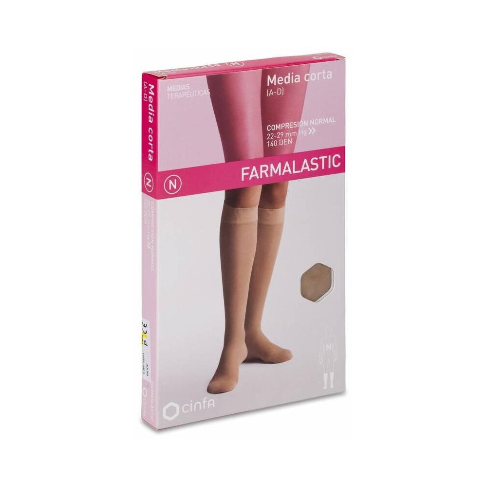 Farmalastic Media Corta (A-D) Compresión Normal T-Pequeña Beige 1 Par