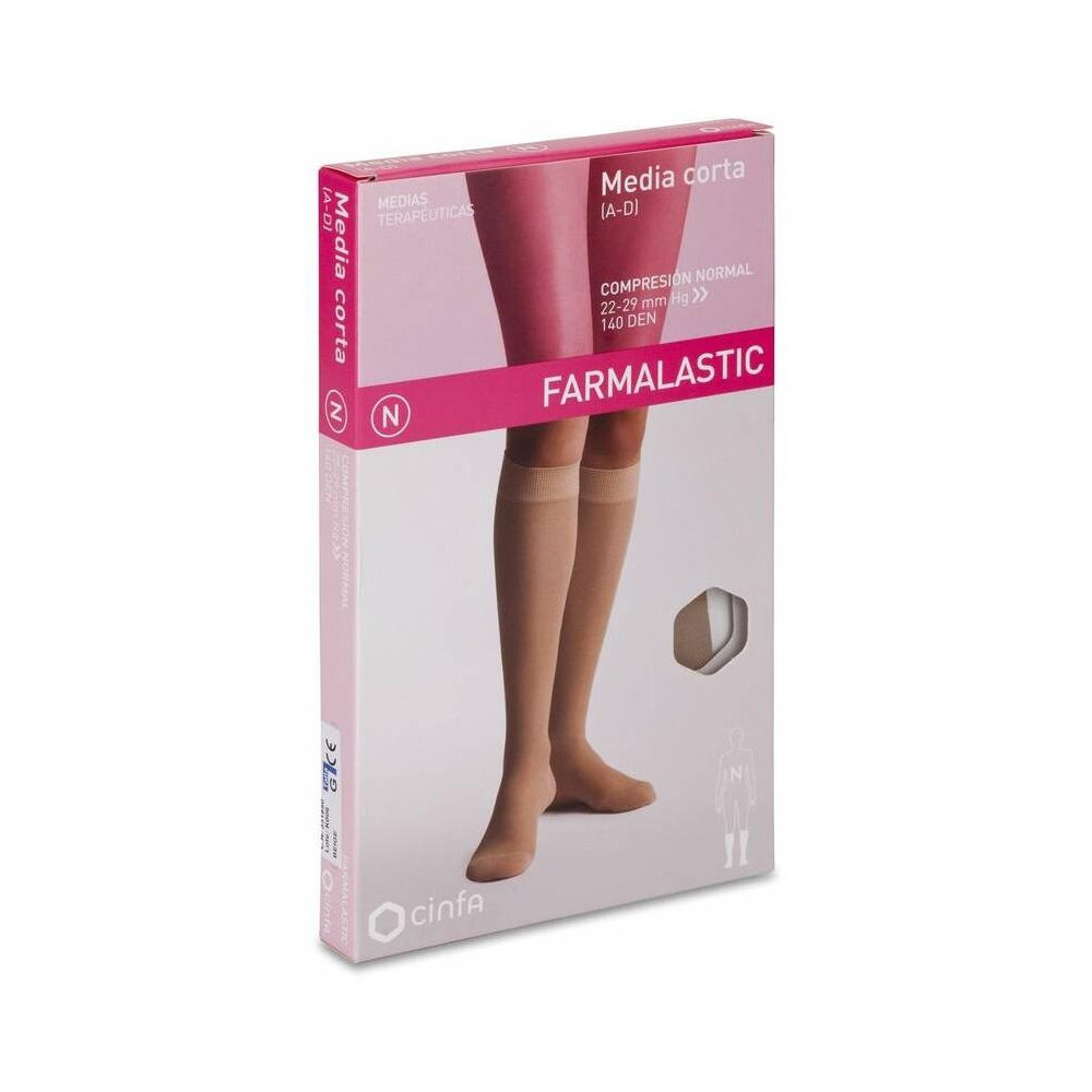 Farmalastic Media Corta (A-D) Compresión Normal T-Grande Beige 1 Par