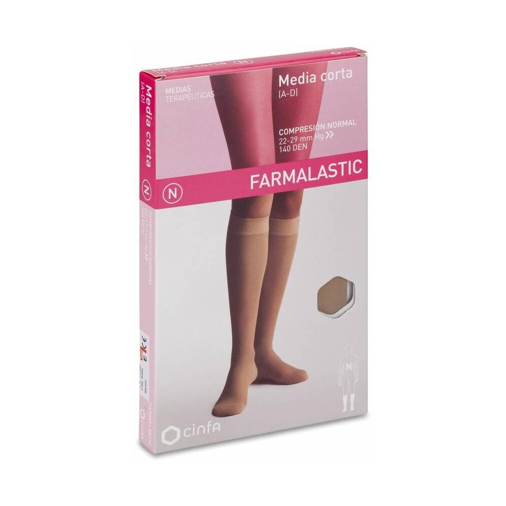 Farmalastic Media Corta (A-D) Compresión Normal T-Extra Grande Beige 1 Par