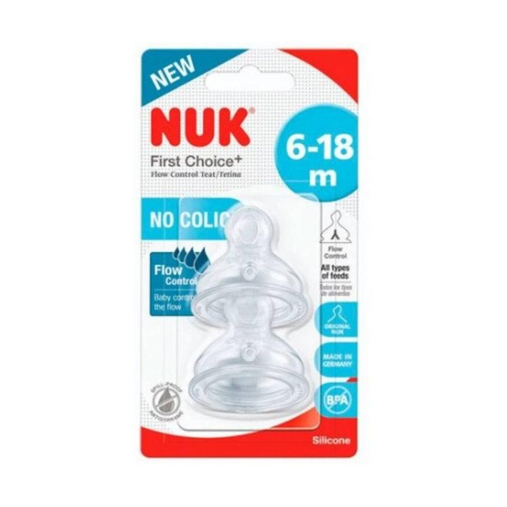 Nuk Tetina Fc+ Flow Control 6-18 Meses Silicona 2Uds