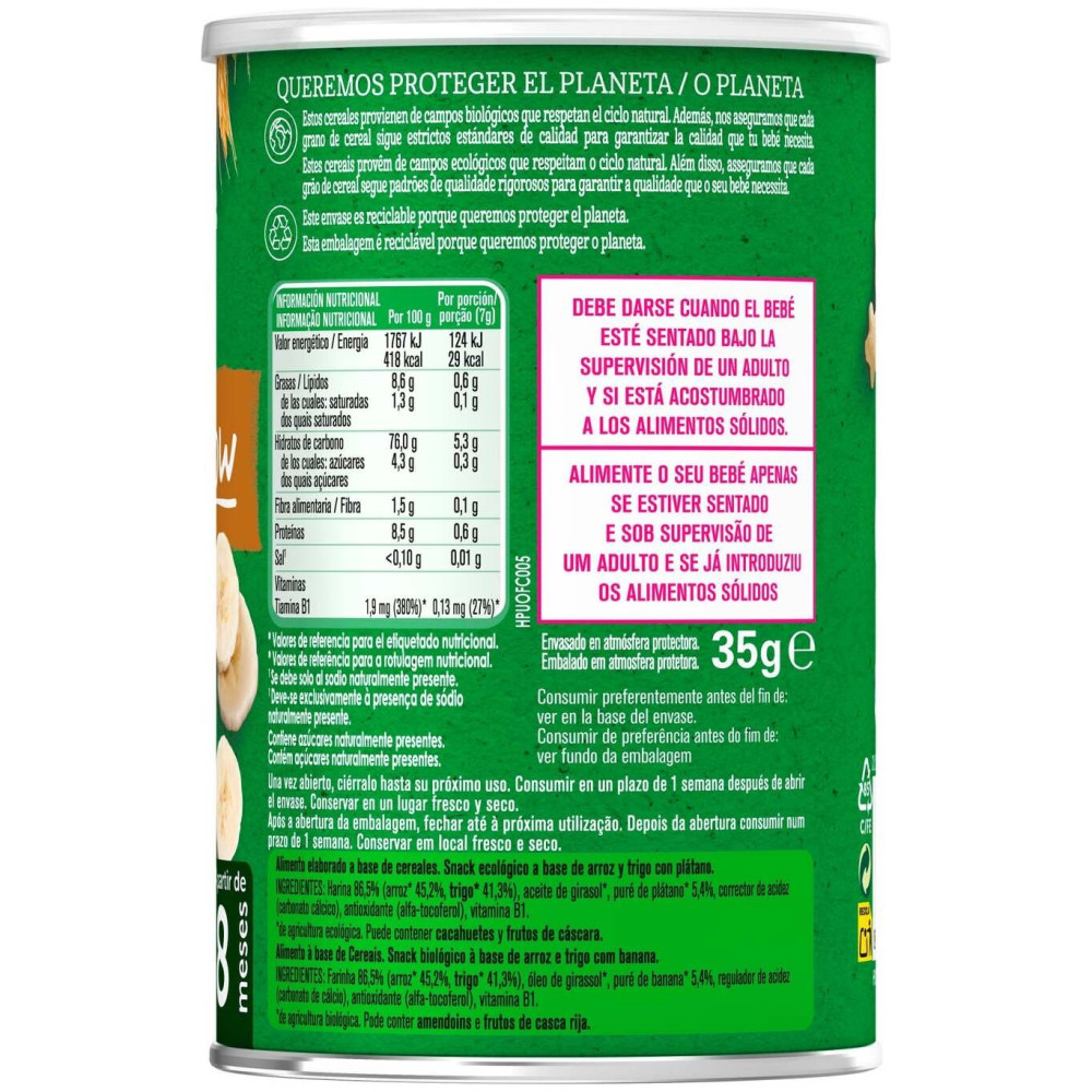 Gerber Organic Puff Snacks De Cereales Y Plátano, 35 Gr