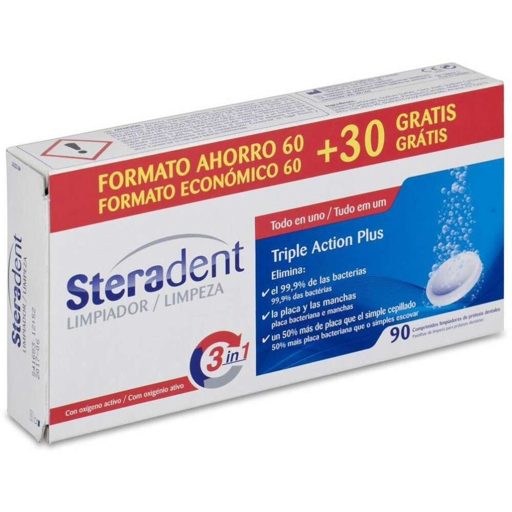 Steradent Limpiador Triple Acción Plus 90Comp