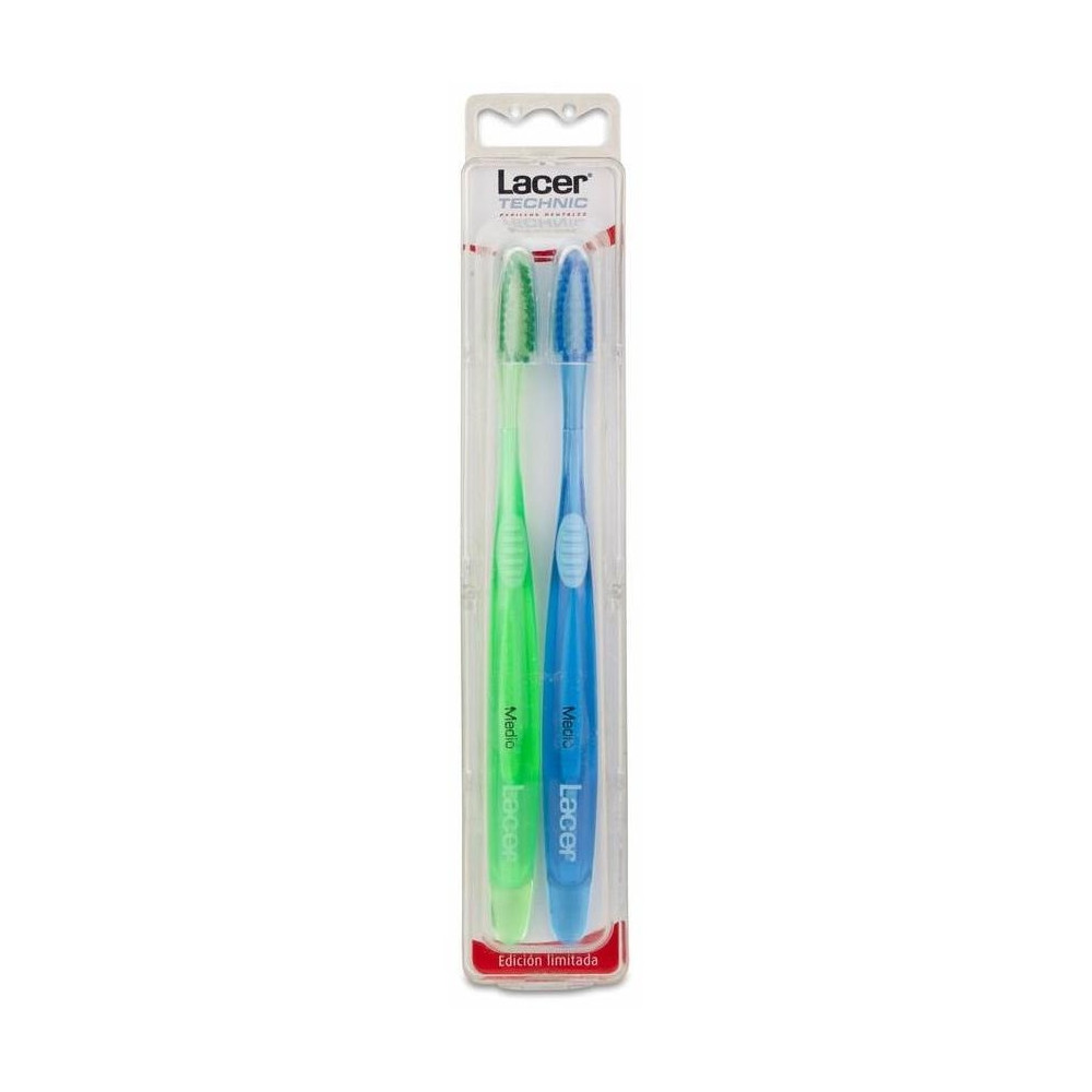 Pack Cepillo Dental Adulto Lacer Technic Medio, 2 Uds