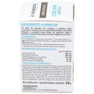 Arkopharma Arkocápsulas Cúrcuma Piperina 80Caps