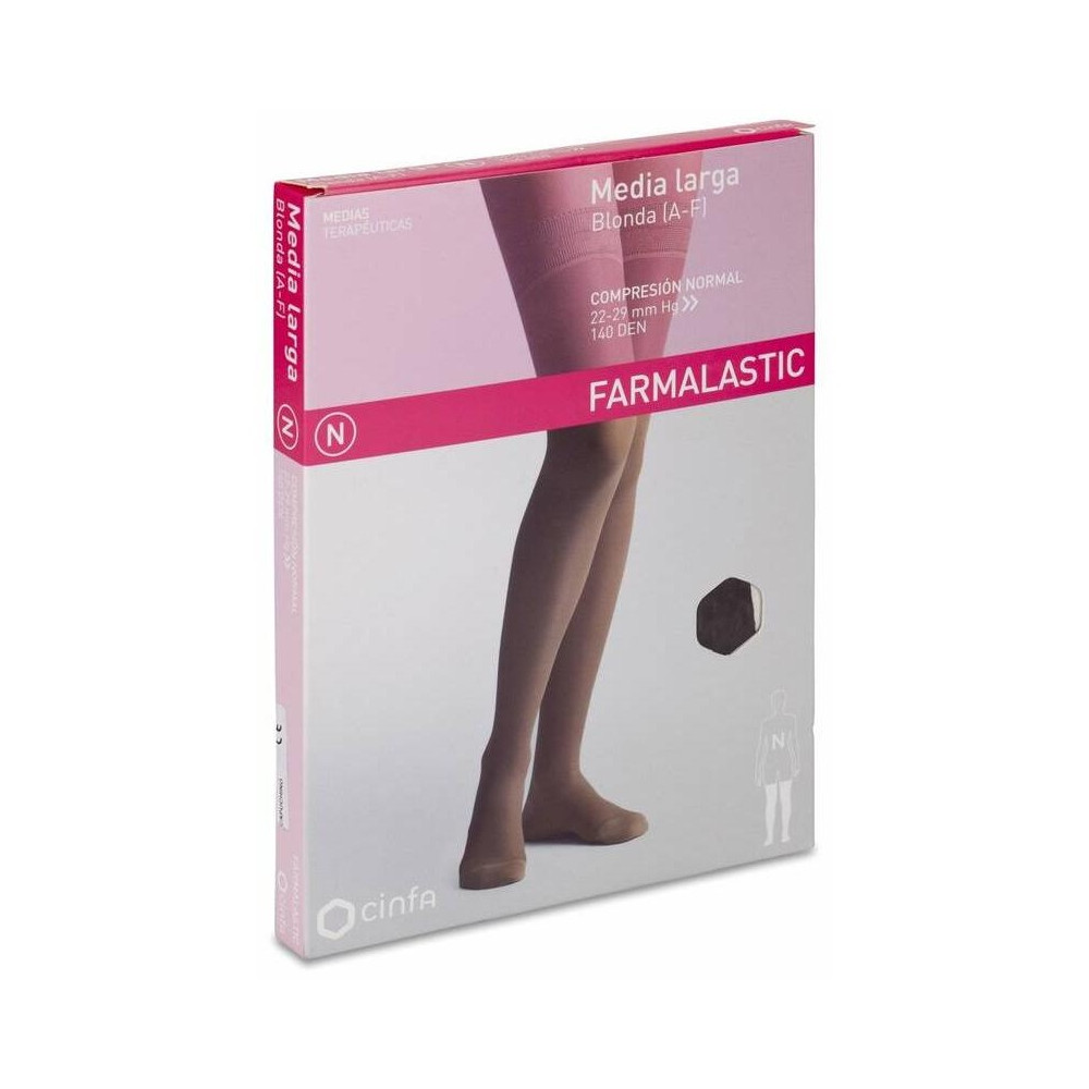 Farmalastic Media Larga De Compresión Normal Capuchino Reina Plus, 1 Par