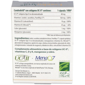 Cien Por Cien Natural Condroartil Con Colágeno 30 Cápsulas