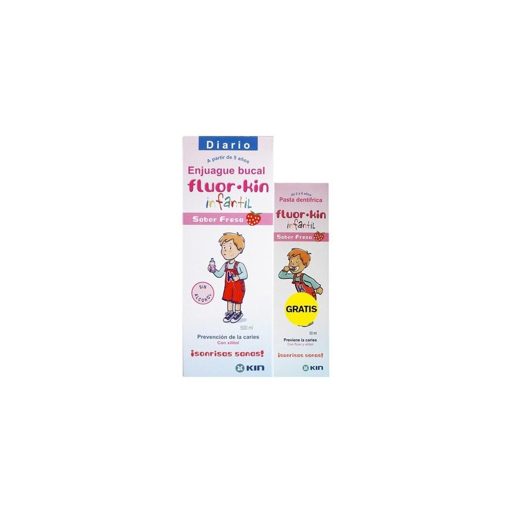 Fluorkin Infantil Enjuague Fresa 500 + Pasta 50