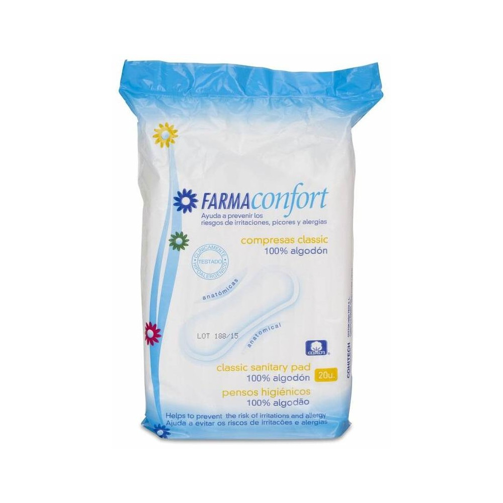 Farmaconfort Compresas De Algodón Anatómicas Clásicas, 20 Uds