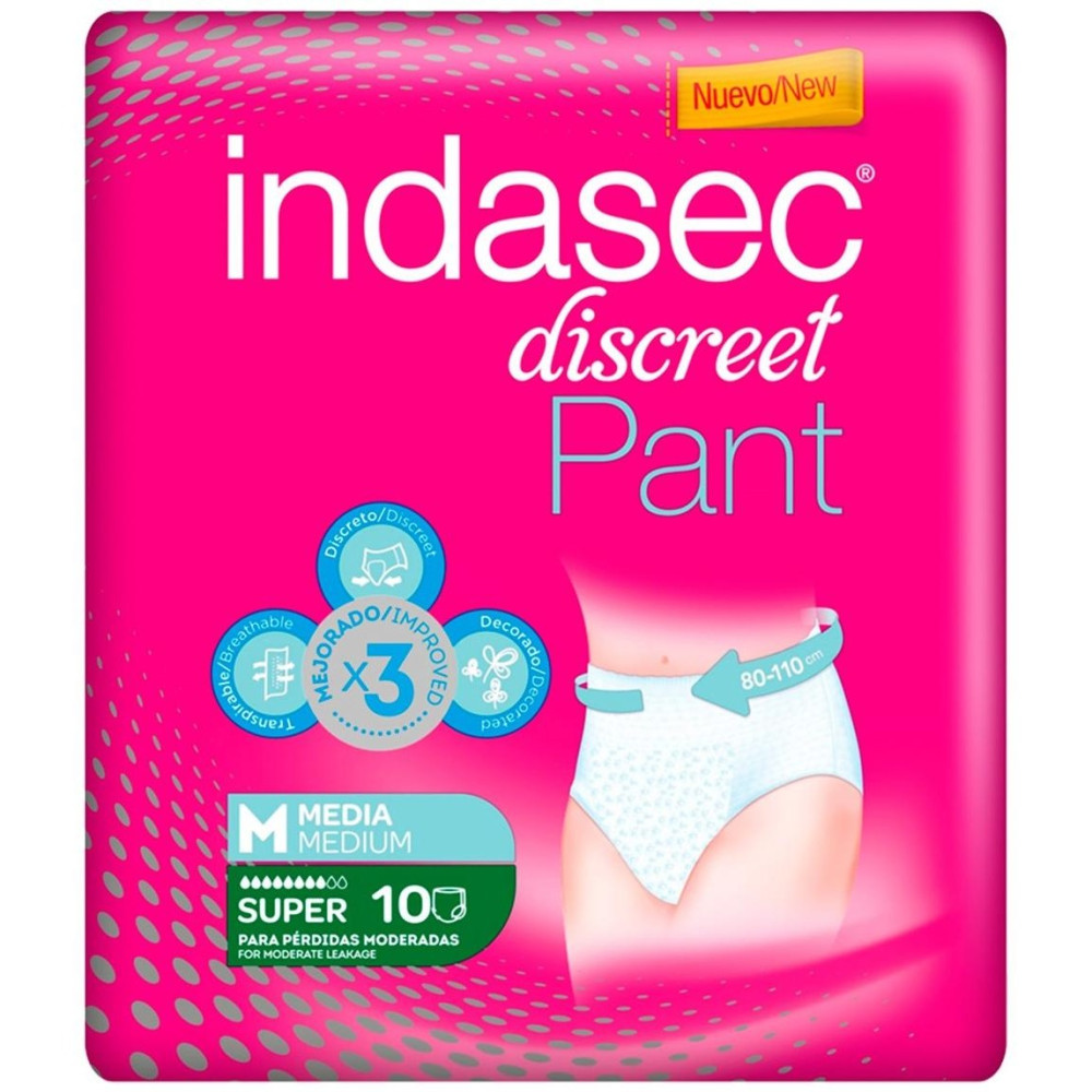 Indasec Pant Super Talla Media 10 + 6Uds