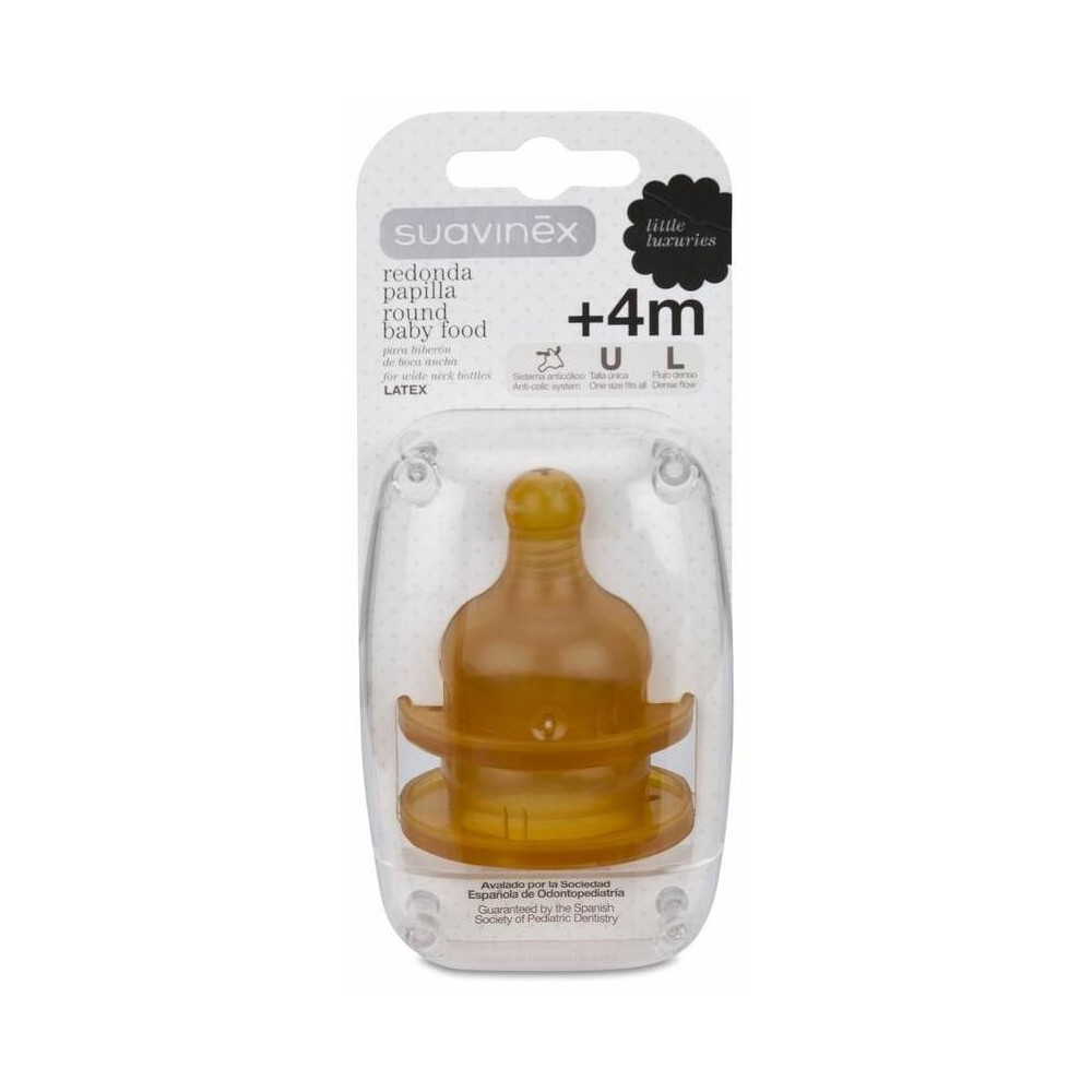 Suavinex Tetina Redonda De Látex Para Papilla Boca Ancha, 2 Uds